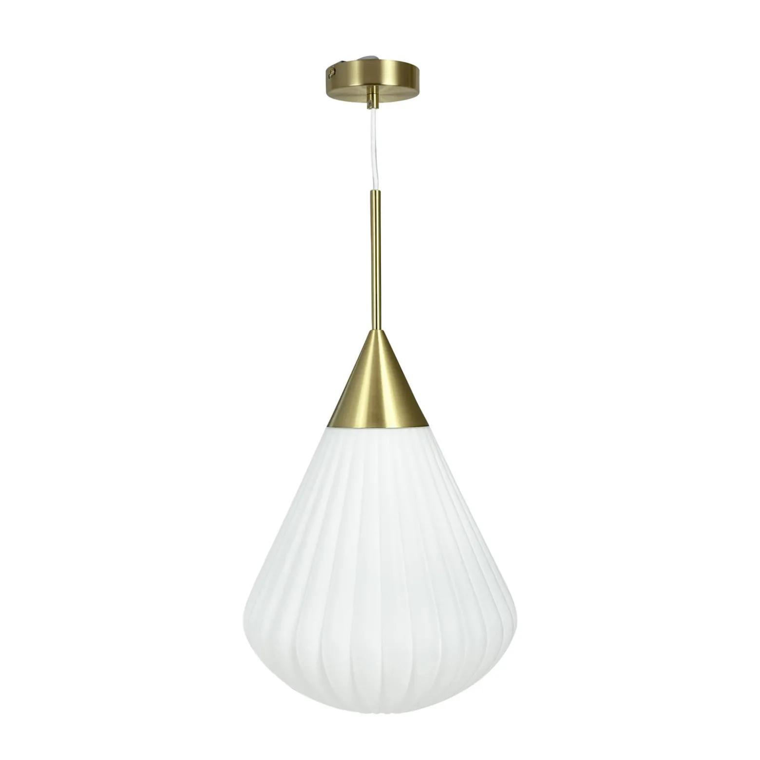 Dyberg Larsen Pendellampe Ballon, Ø 33 cm weiß/messingfarben