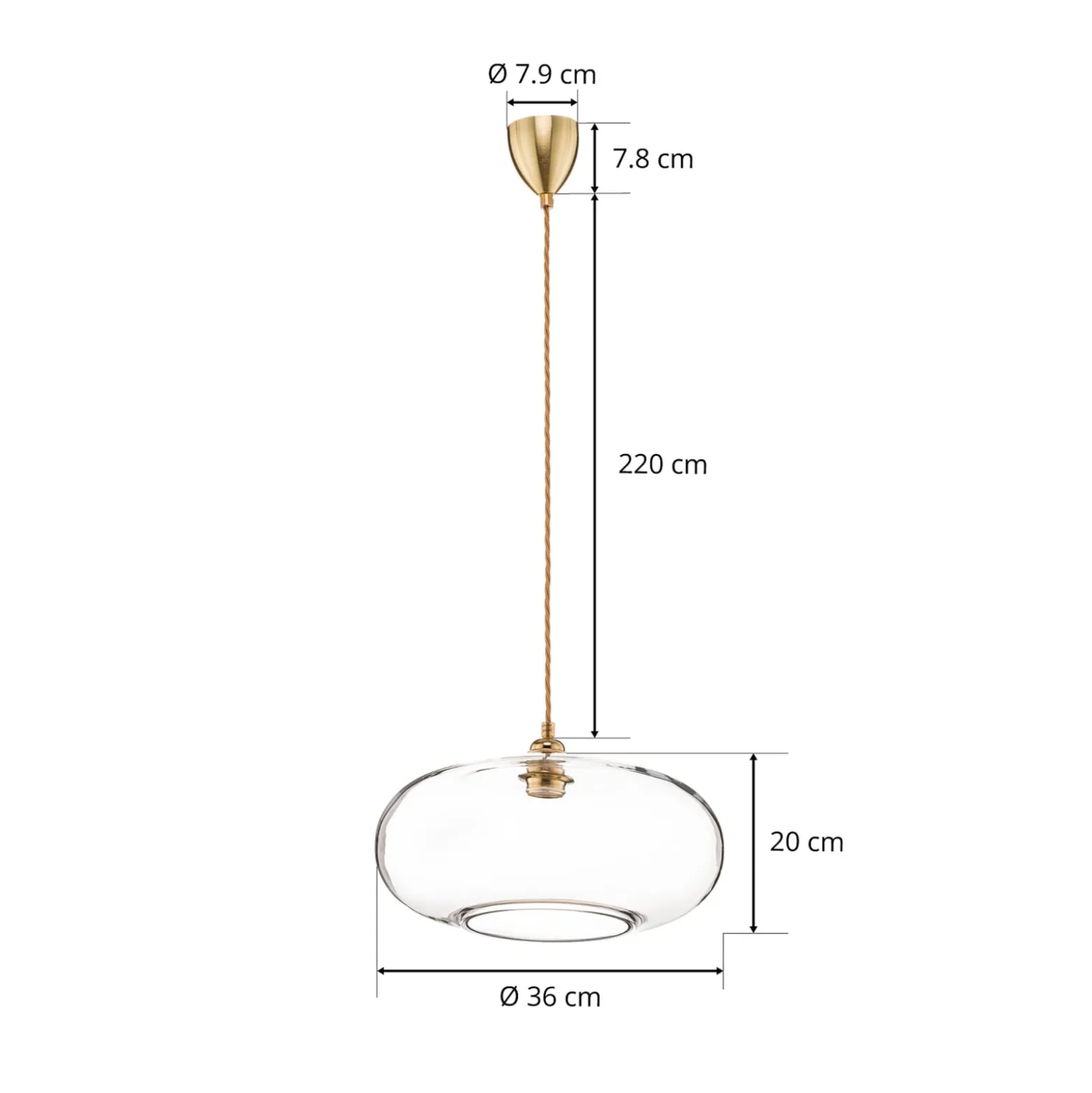 EBB & FLOW Horizon Glas-Pendelleuchte klar Ø 36 cm