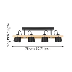 EGLO connect LED-Deckenleuchte Hornwood-Z, 4-fl., schwarz
