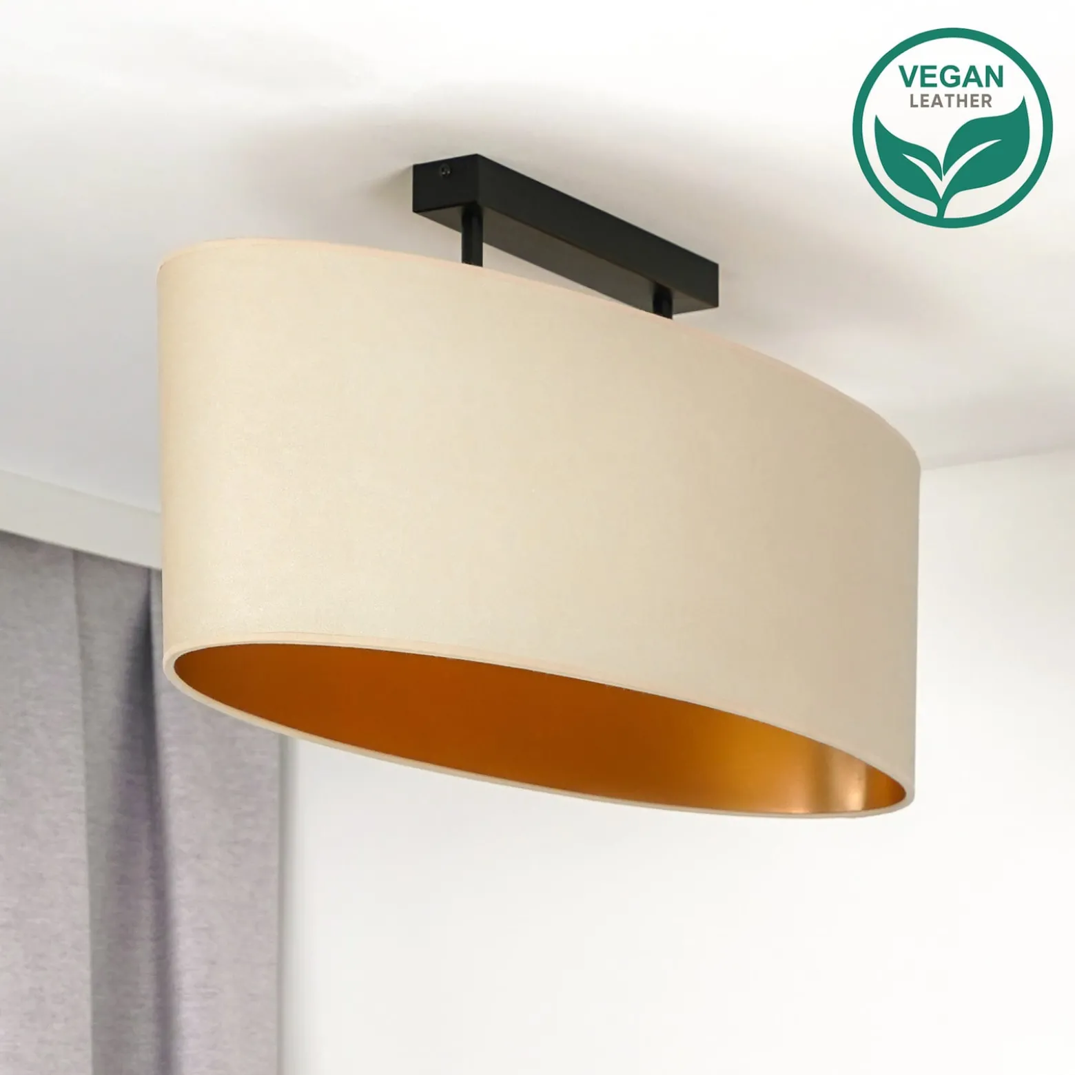 Envostar Deckenlampe Idun hellbeige 80cm Naturmaterial vegan