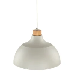 Envostar Hängeleuchte Kaitt, beige, Ø 34 cm, Holzdetail