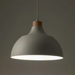 Envostar Hängeleuchte Kaitt, beige, Ø 34 cm, Holzdetail