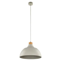 Envostar Hängeleuchte Kaitt, beige, Ø 34 cm, Holzdetail