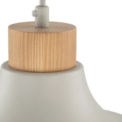 Envostar Hängeleuchte Kaitt, beige, Ø 34 cm, Holzdetail