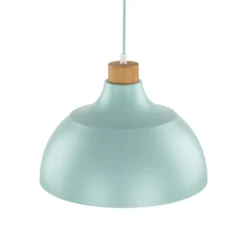 Envostar Hängeleuchte Kaitt, mintgrün, Ø 34 cm, Holzdetail