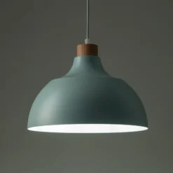 Envostar Hängeleuchte Kaitt, mintgrün, Ø 34 cm, Holzdetail