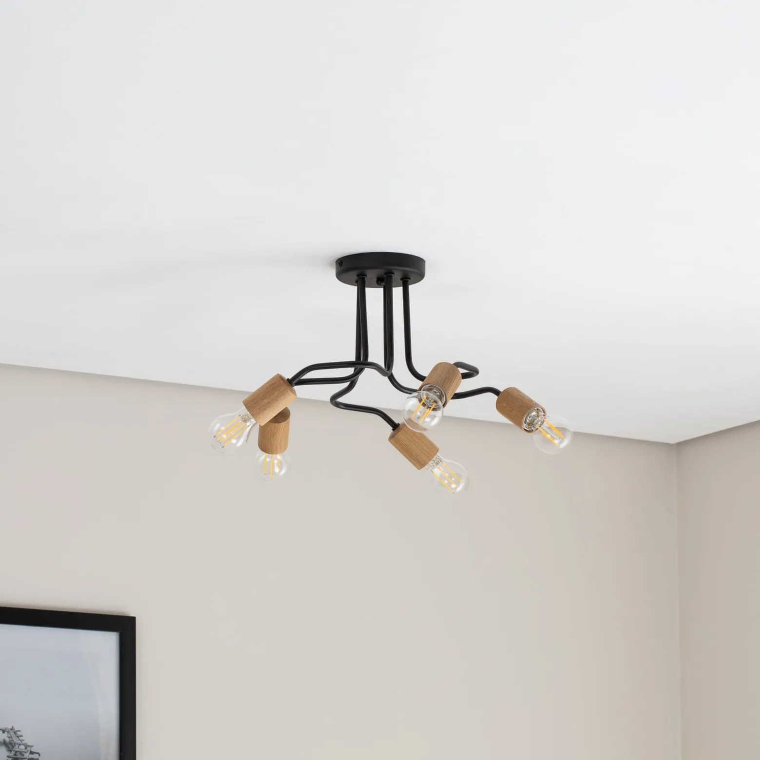 Envostar Joiy Decke 5-flg. verteilt schwarz/holz