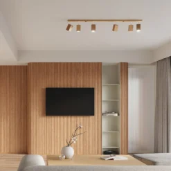 Envostar Peach Puff Deckenspot Holz Quader 6-flg.