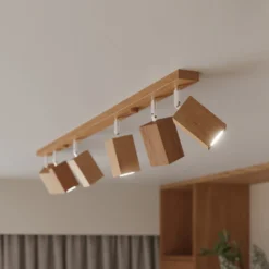 Envostar Peach Puff Deckenspot Holz Quader 6-flg.
