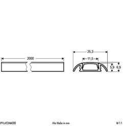 EVN APFLAT2 Alu-Profil, 200cm U-Profil, abgerundet