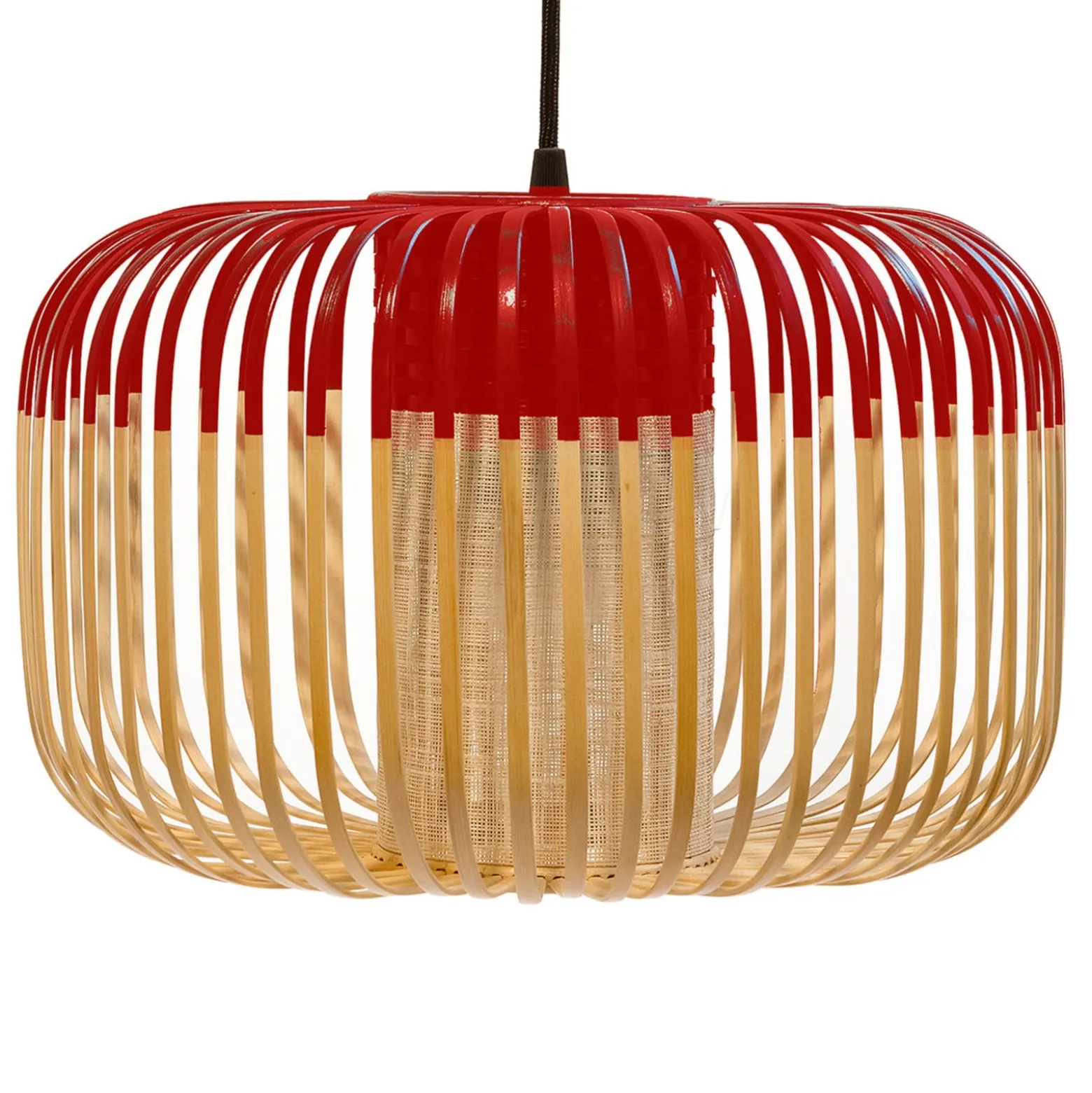 Forestier Pendellampe Bamboo S, Ø 35 cm, rot