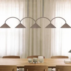 Globen Lighting Hängelampe CURVE, Länge 165 cm, braun 5-flg.