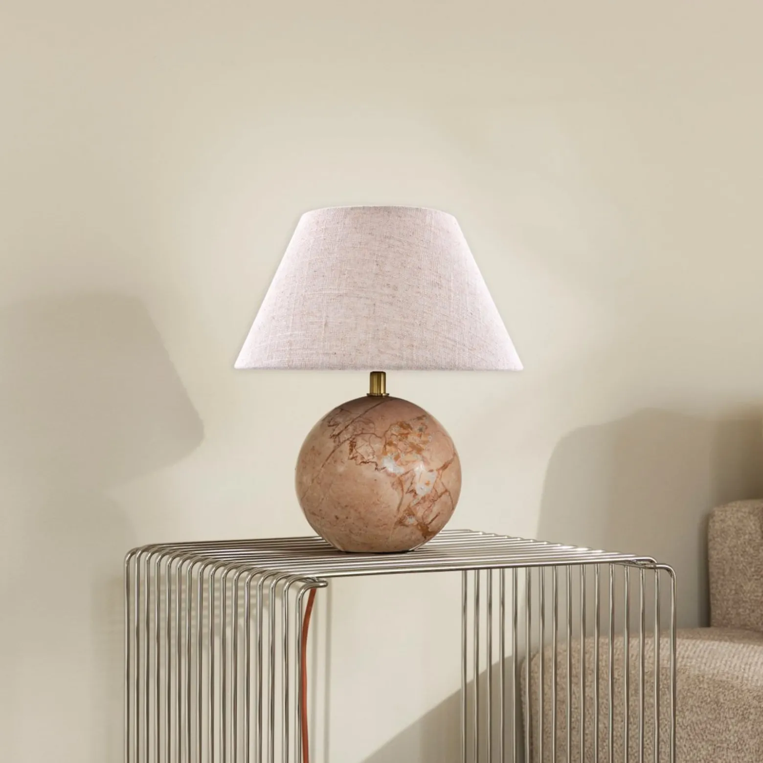 Globen Lighting Tischlampe Castello, pink/beige, Höhe 28 cm