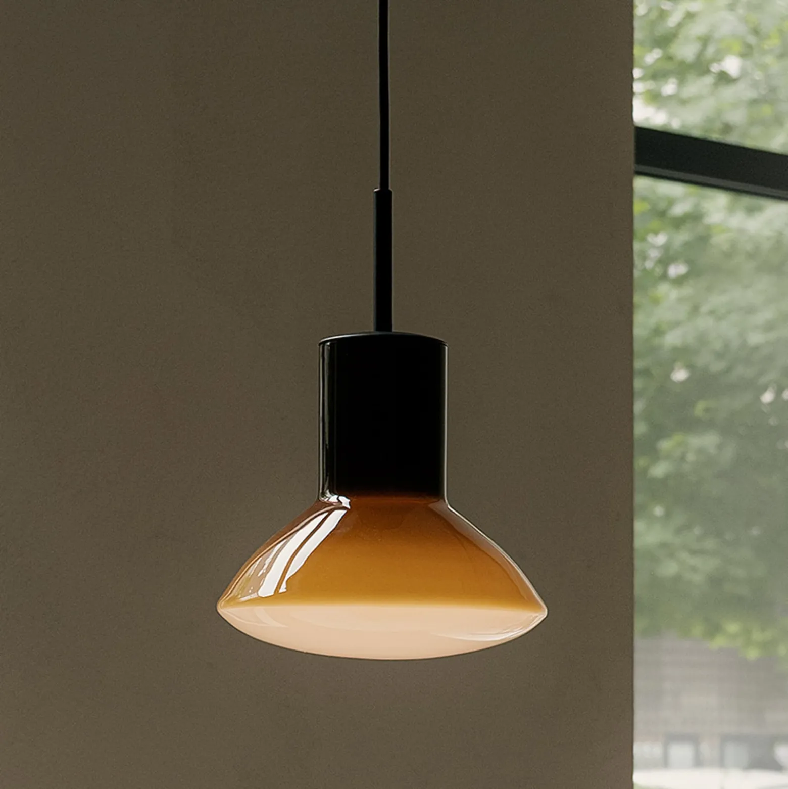 Grupa Pendellampe Onda, ocker, Ø 17 cm, Glas, GU10