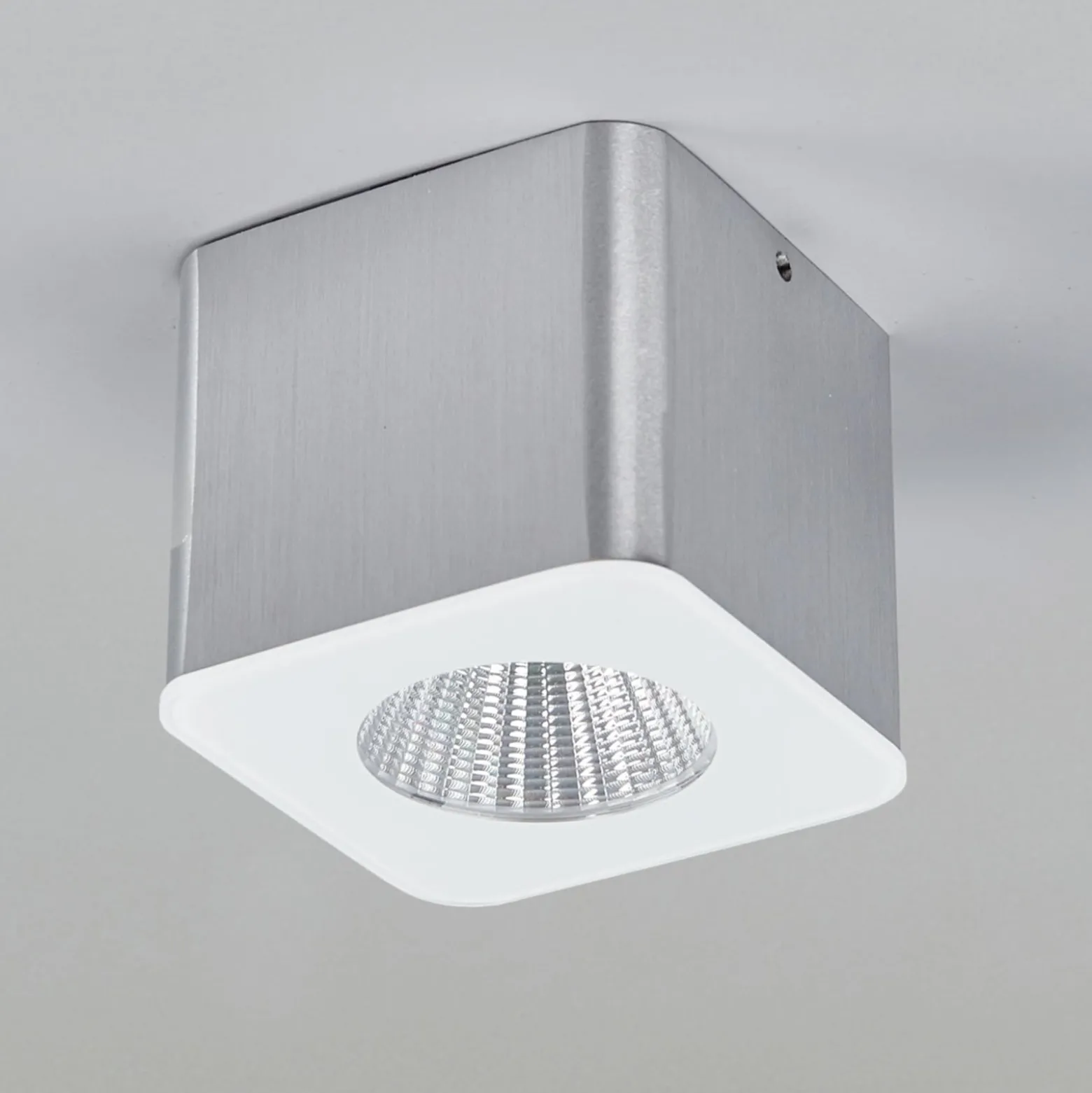 Helestra Oso LED-Deckenspot, eckig, alu matt