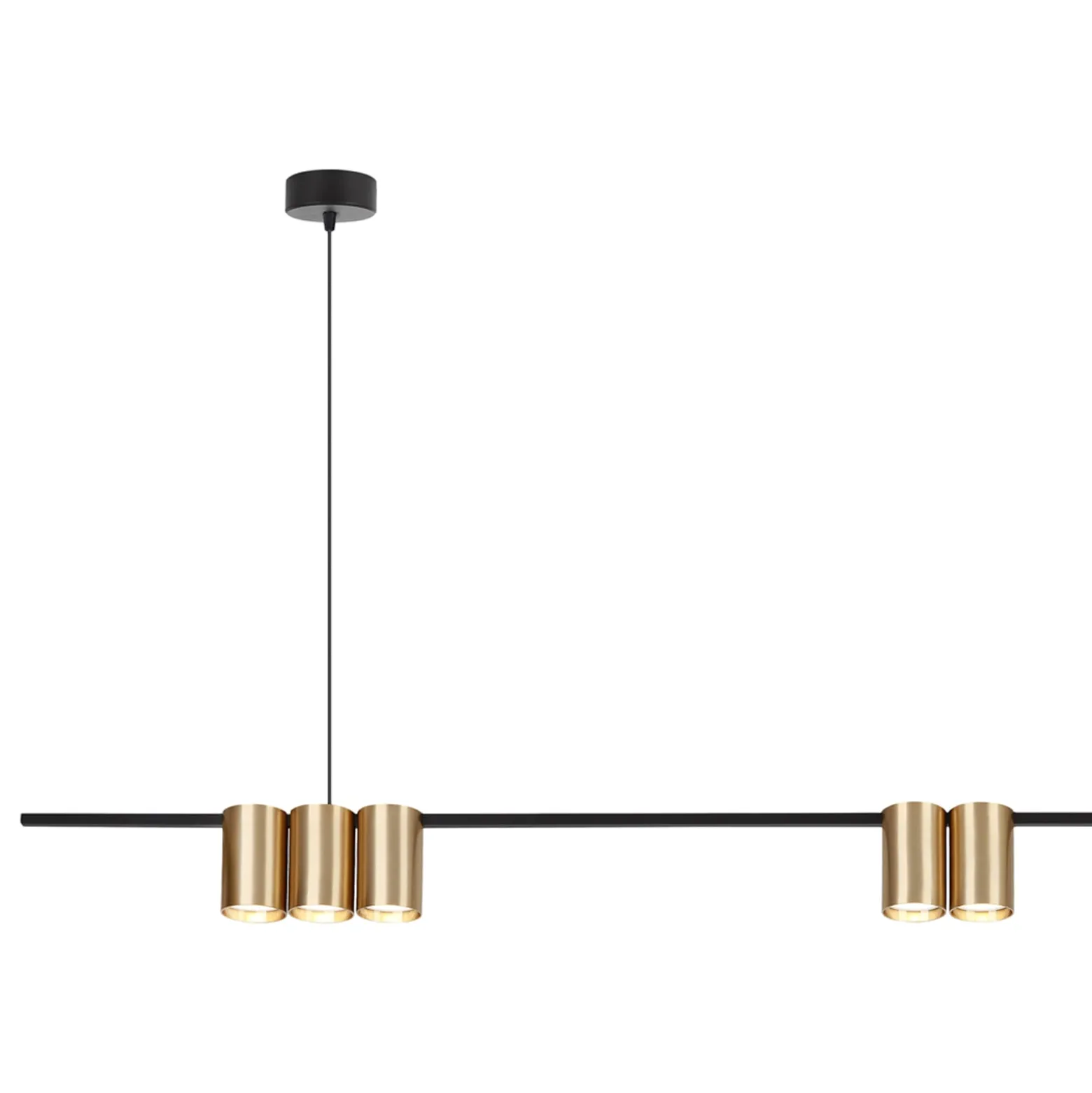 Hängelampe Genesis, Alu schwarz/gold, 7 x GU10, Länge 150 cm