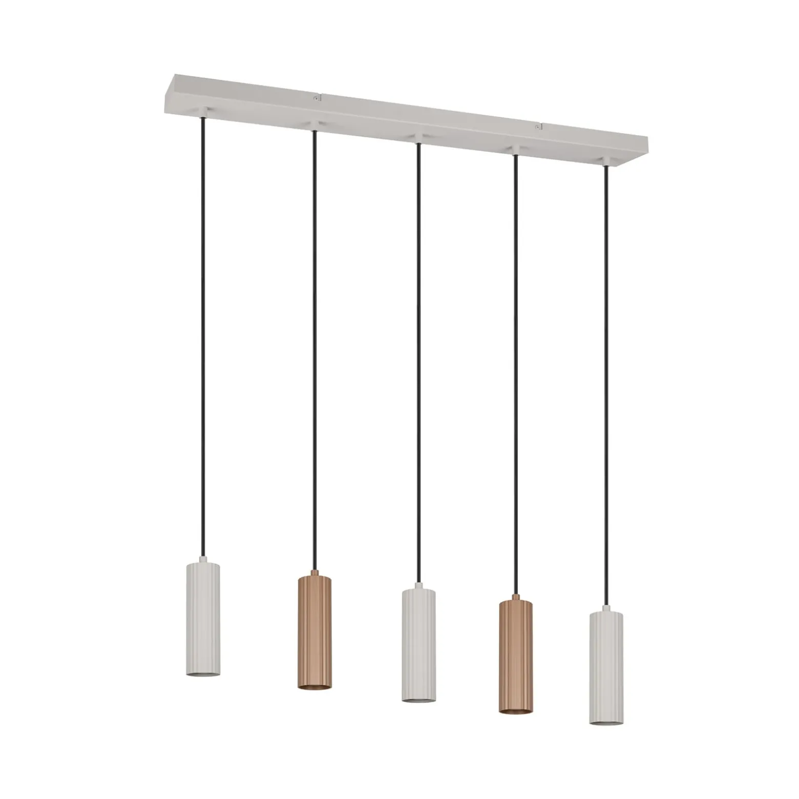 Hängelampe Soka, braun/grau, Länge 85 cm, Metall, 5-flg.