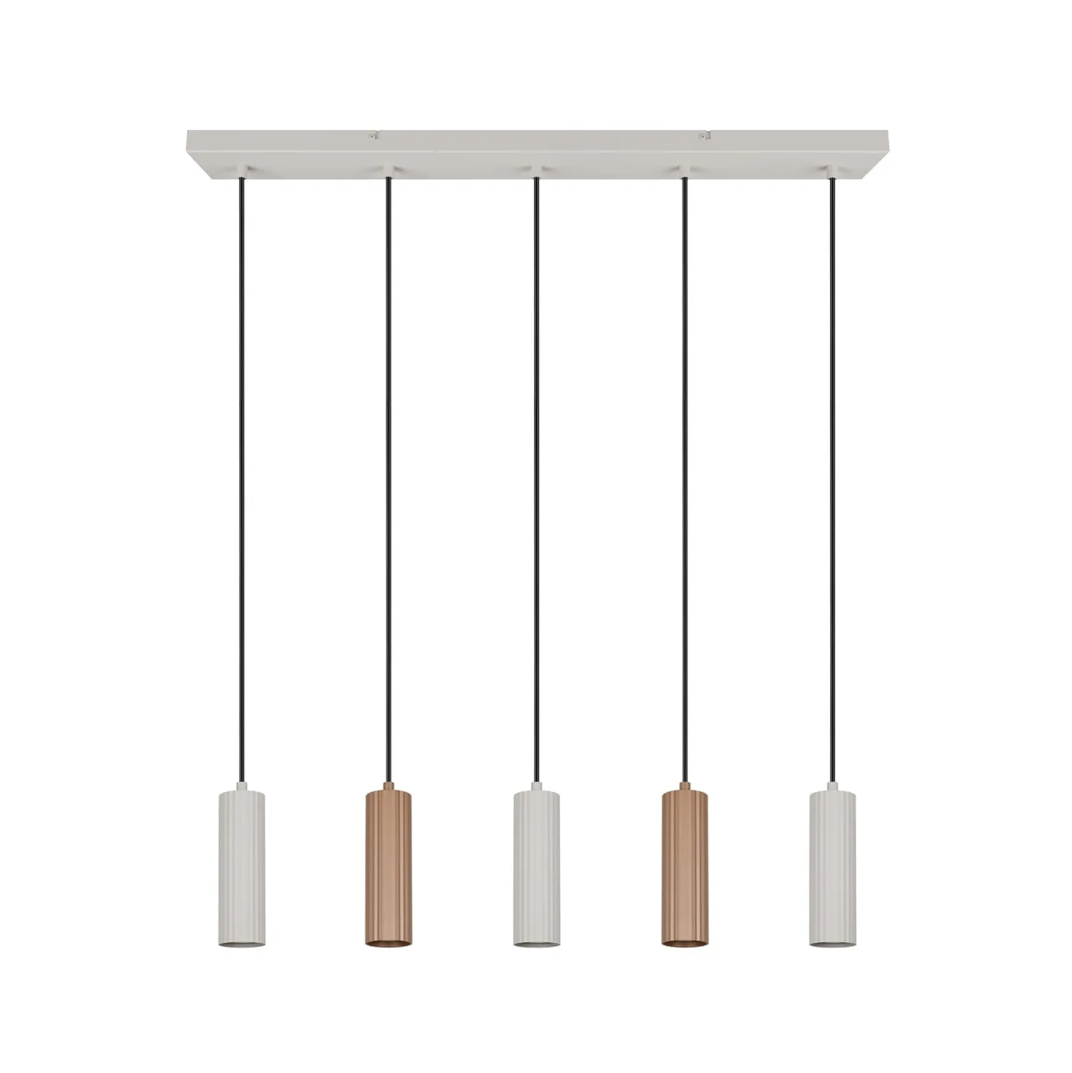 Hängelampe Soka, braun/grau, Länge 85 cm, Metall, 5-flg.