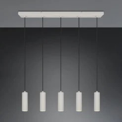 Hängelampe Soka, hellgrau, Länge 85 cm, Metall, 5-flg.