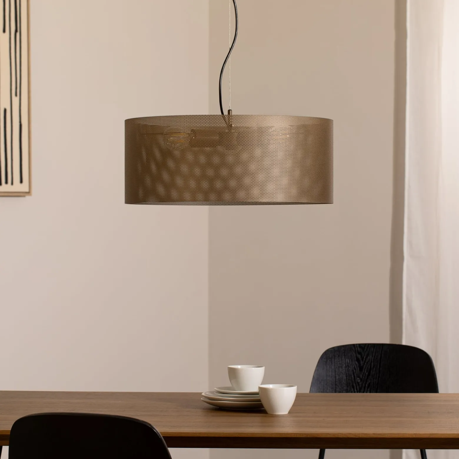 Hängelampe Zofia, kaffeebraun, Metall, Ø 50 cm, 3-flg., E27
