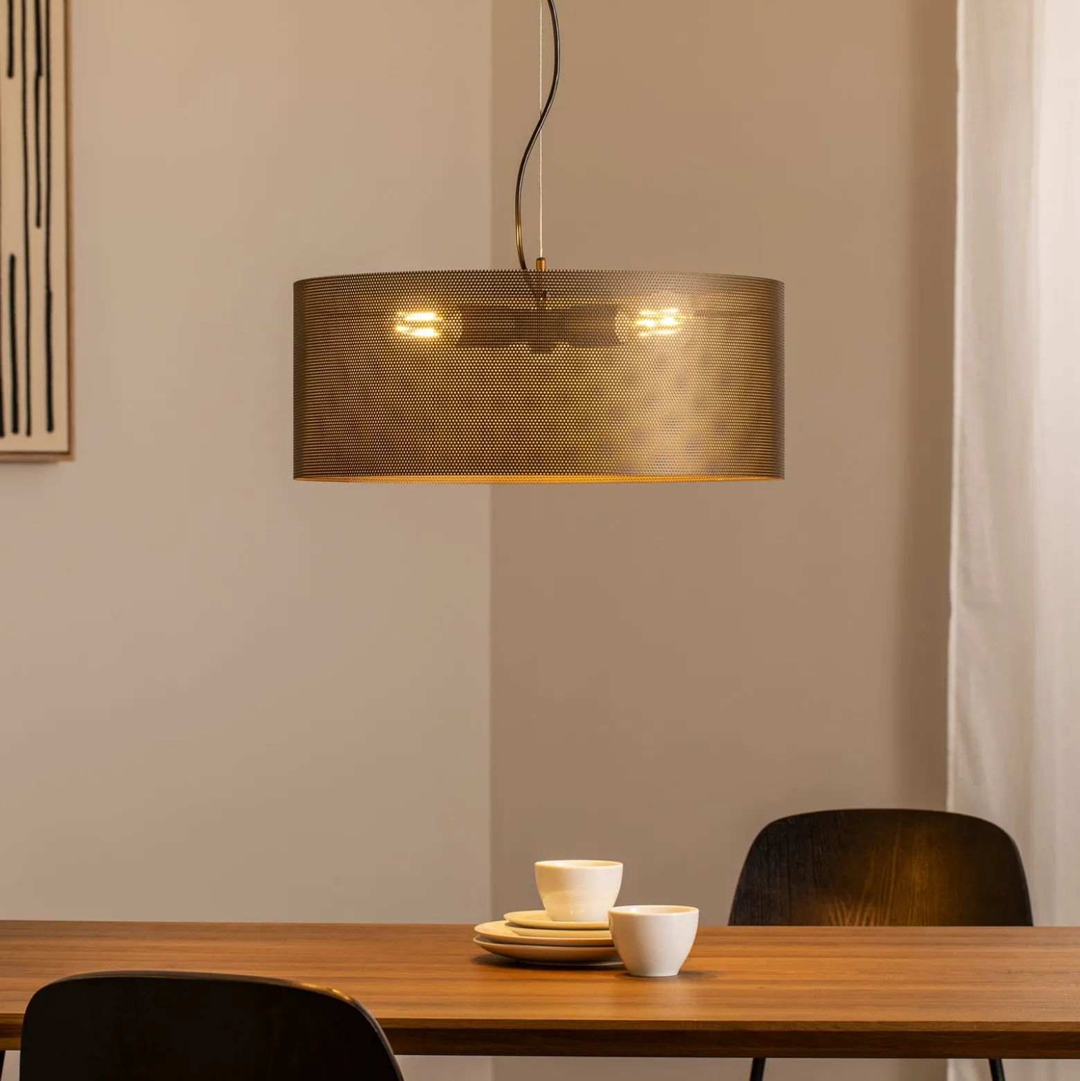 Hängelampe Zofia, kaffeebraun, Metall, Ø 50 cm, 3-flg., E27