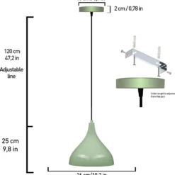 Hängeleuchte Adash, mintgrün, Metall, Ø 26 cm, E27