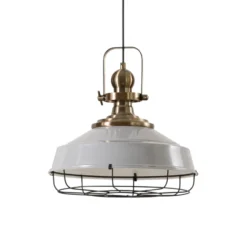 Hängeleuchte Astel, grau, Ø 41 cm, Metall, Detail altmessing