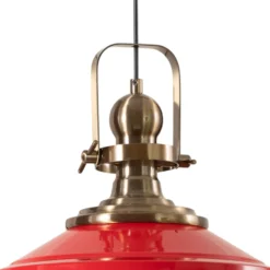 Hängeleuchte Astel, rot, Ø 41 cm, Metall, Detail altmessing