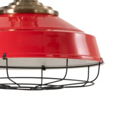 Hängeleuchte Astel, rot, Ø 41 cm, Metall, Detail altmessing