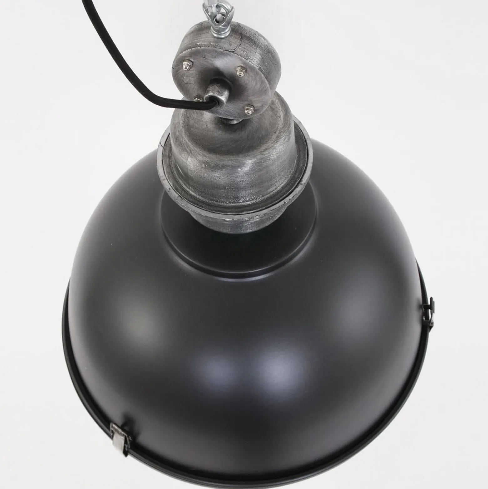 Hängeleuchte Bikkel, Ø 42 cm, schwarz, Metall, Glas, E27