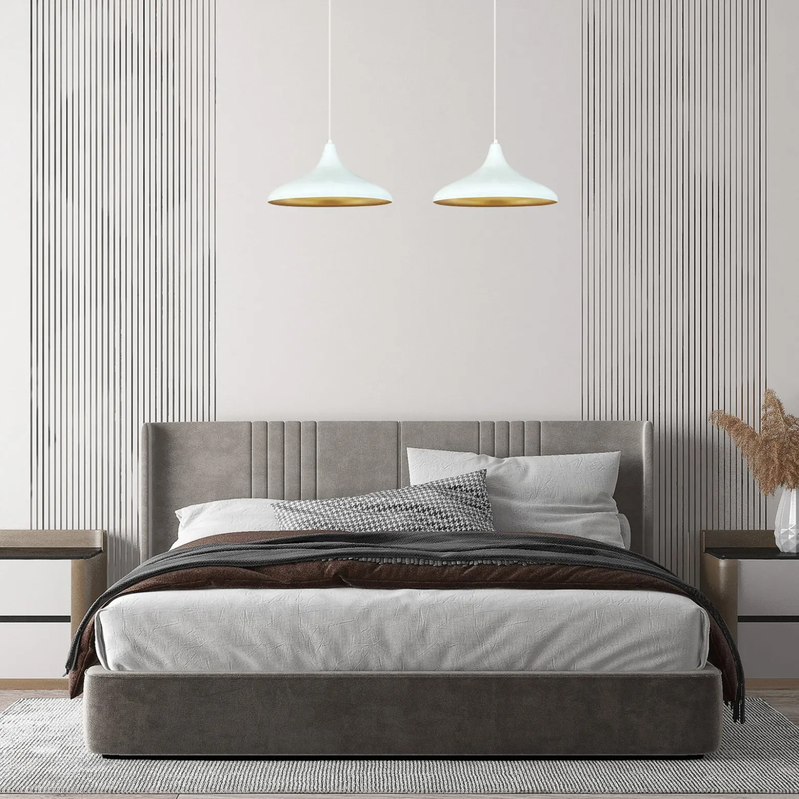 Hängeleuchte Claus, weiß, Länge 85 cm, 2-flammig, Metall