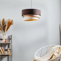 Hängeleuchte Devon, braun/beige/ecru/gold Ø45cm