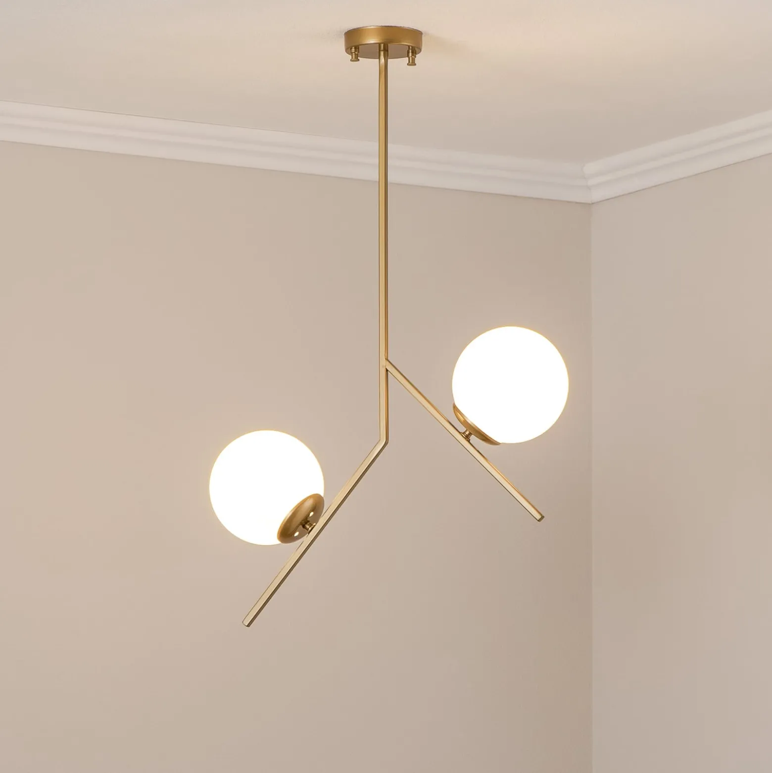 Hängeleuchte Dolunay, 43 cm lang, 2-flammig, goldfarben, E27