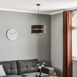 Hängeleuchte Duo, schwarz/gold, Ø40cm, 1-flammig