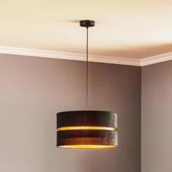 Hängeleuchte Duo, schwarz/gold, Ø40cm, 1-flammig