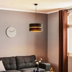 Hängeleuchte Duo, schwarz/gold, Ø40cm, 1-flammig