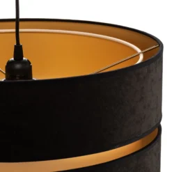 Hängeleuchte Duo, schwarz/gold, Ø40cm, 1-flammig