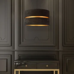 Hängeleuchte Duo, schwarz/gold, Ø40cm, 1-flammig