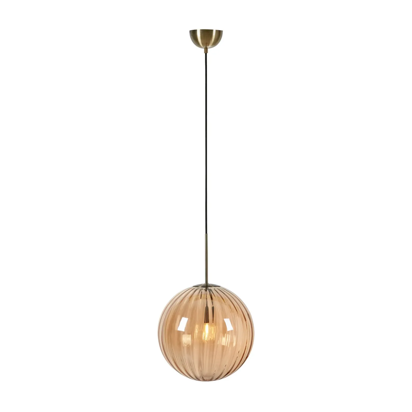 Hängeleuchte Fengari, Stecker, bernstein, Glas, Ø 35 cm