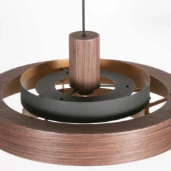 Hängeleuchte Flinter, Holzdekor, Metall, Ø 50 cm, E27