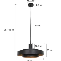 Hängeleuchte Flinter, Holzdekor, Metall, Ø 50 cm, E27