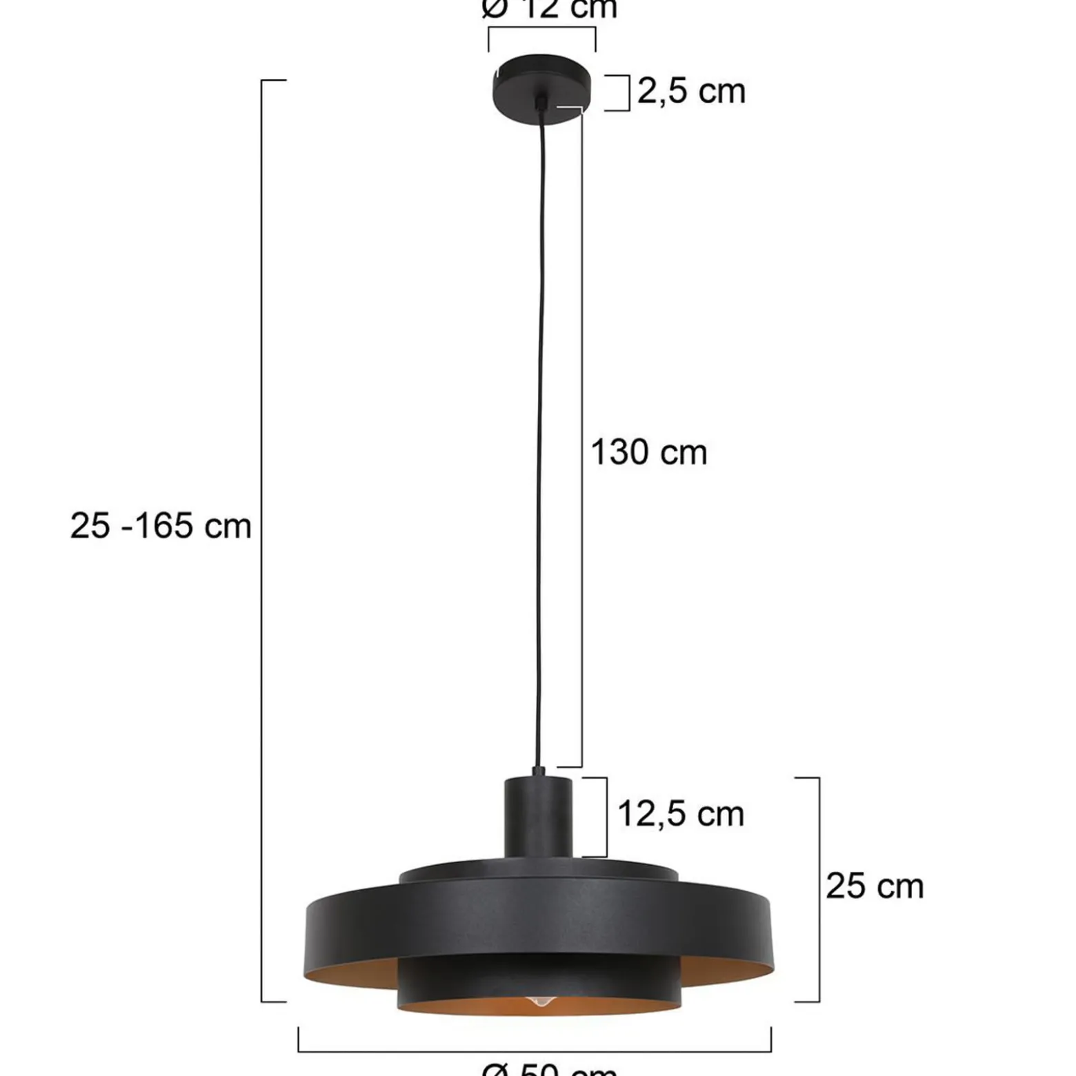 Hängeleuchte Flinter, schwarz, Metall, Ø 50 cm, E27