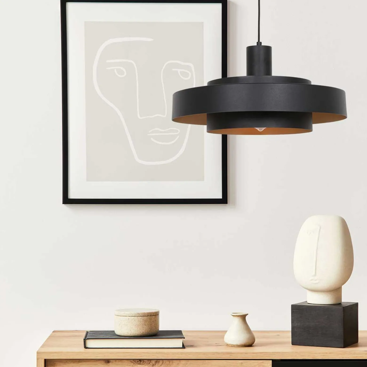 Hängeleuchte Flinter, schwarz, Metall, Ø 50 cm, E27