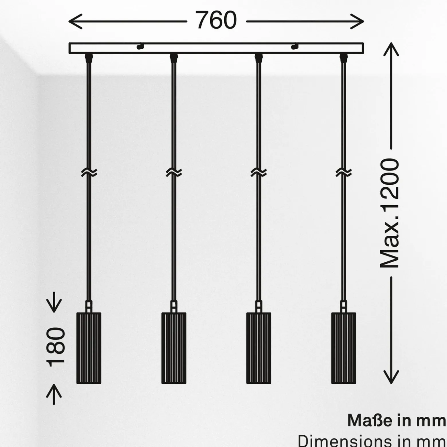 Hängeleuchte Ida, braun, 4-flammig, Länge 76 cm, GU10
