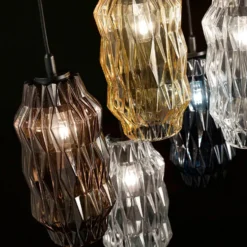 Hängeleuchte Origami aus Glas, grau-braun