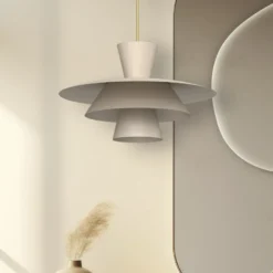 Hängeleuchte Plato, beige, Metall, Ø 38 cm, E27