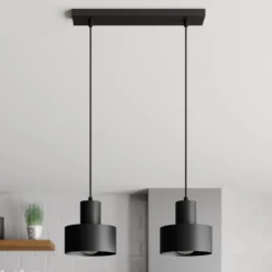 Hängeleuchte Rif, linear zweiflammig, schwarz