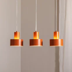 Hängeleuchte Rif 3, ziegelrot, 3-flammig, linear, Stahl