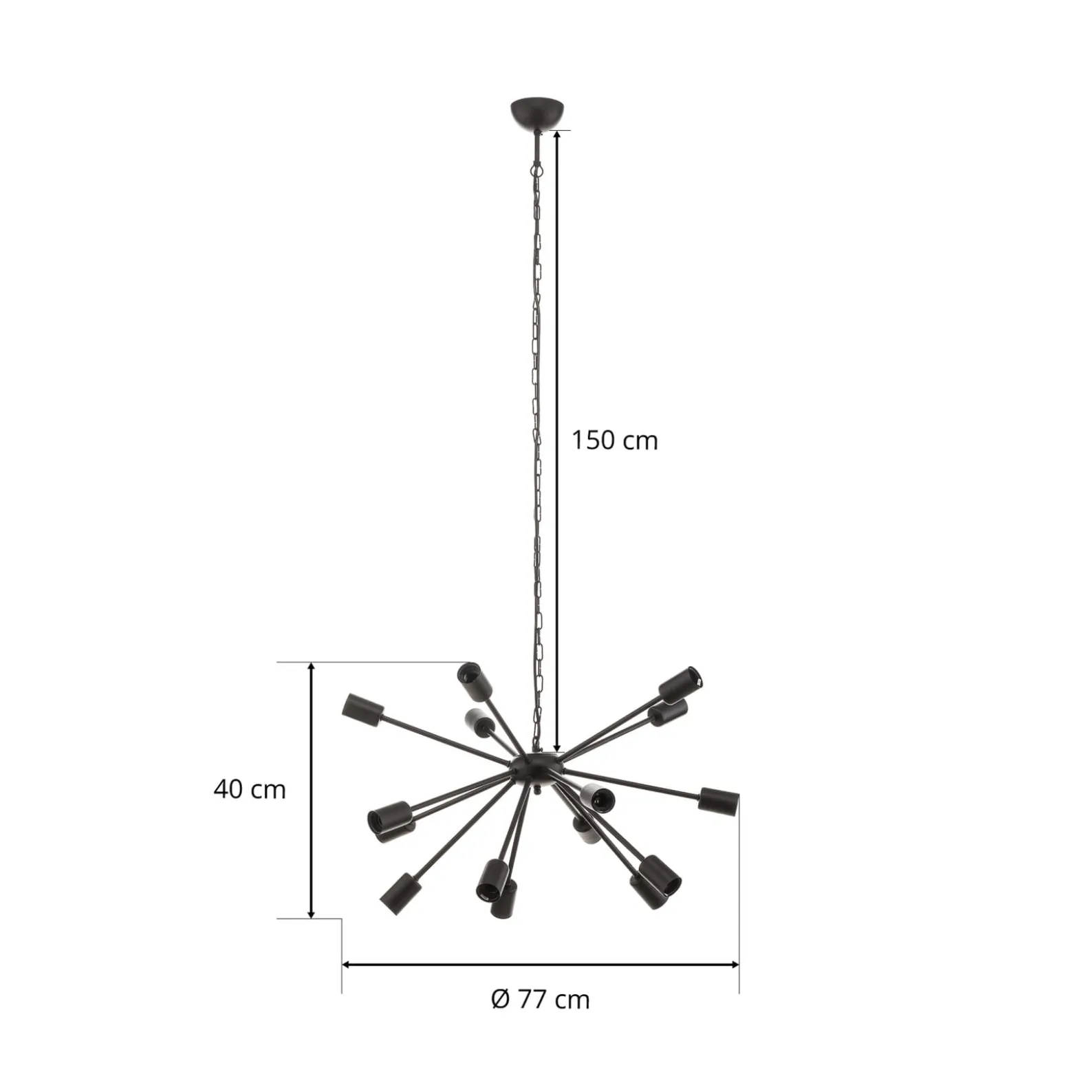 Hängeleuchte Rod Black XV, schwarz, 15-flammig