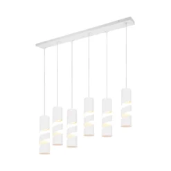 Hängeleuchte Stream, weiß Länge 100 cm 6-flammig Metall GU10